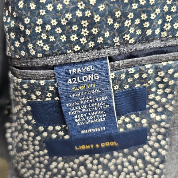 Stafford 42L Gray Solid 2-Button Sport Coat Blazer Jacket B303 - Picture 10 of 11